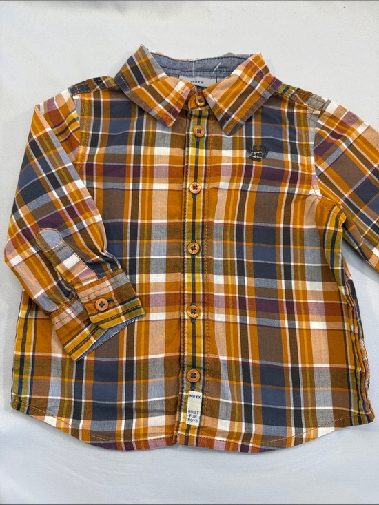 Mexx Other - Mexx Boys Plaid Button-Down Shirt in Mustard, Brown & Navy